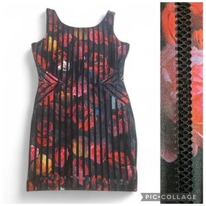 Guess Black Floral Stretch Mini Dress sz L